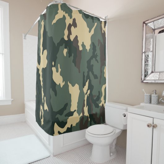 Green Camouflage Zippo Lighter シャワーカーテン (インサイチュ)