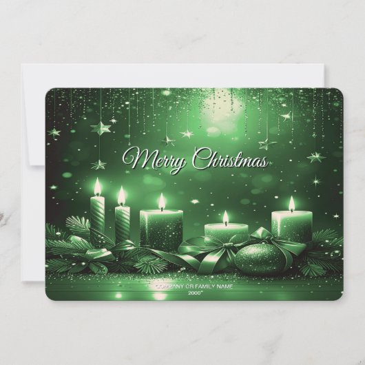 Green Candles Christmas Holiday Card シーズンカード (正面)