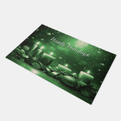 Green Candles Christmas Holiday Doormat ドアマット (アングル)