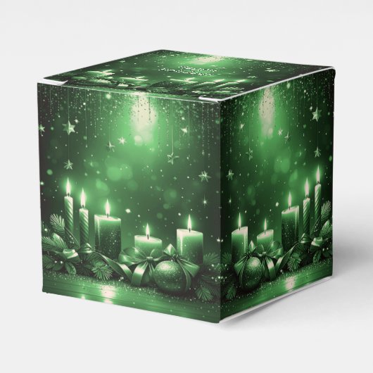 Green Candles Christmas Holiday Favor Box フェイバーボックス (正面サイド)