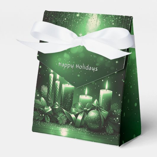 Green Candles Christmas Holiday Gift Box フェイバーボックス (正面サイド)