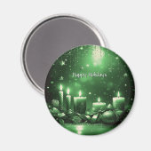 Green Candles Christmas Holiday Magnet マグネット (正面/裏面)