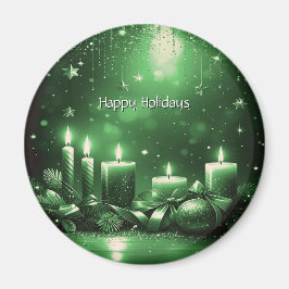 Green Candles Christmas Holiday Magnet マグネット