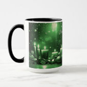 Green Candles Christmas Holiday Mug マグカップ (左)