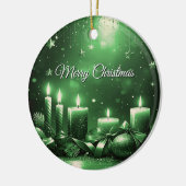 Green Candles Christmas Holiday Ornament セラミックオーナメント (左)