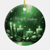 Green Candles Christmas Holiday Ornament セラミックオーナメント (裏面)
