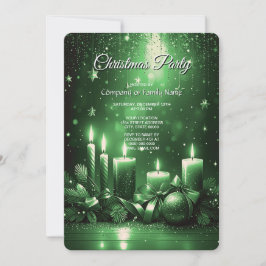Green Candles Christmas Holiday Party Invitation 招待状