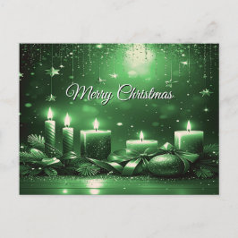 Green Candles Christmas Holiday Postcard ポストカード