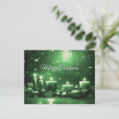 Green Candles Christmas Holiday Postcard ポストカード (スタンド正面)