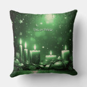 Green Candles Christmas Holiday Throw Pillow クッション (裏面)