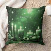 Green Candles Christmas Holiday Throw Pillow クッション (ブランケット)