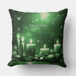 Green Candles Christmas Holiday Throw Pillow クッション