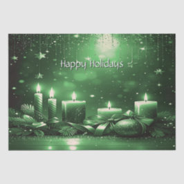 Green Candles Christmas Holiday Tissue Paper 薄葉紙