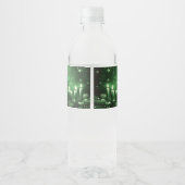 Green Candles Christmas Holiday Water Bottle Label ペットボトルラベル (裏面)