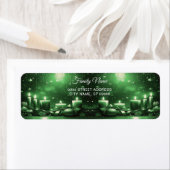 Green Candles Christmas Return Address Label ラベル (インサイチュ)