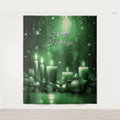 Green Candles Holiday Backdrop タペストリー (正面)