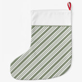 Green Candy Cane Striped Christmas Holiday Party ラージクリスマスストッキング (裏面)