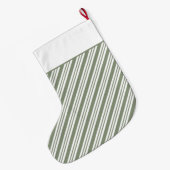 Green Candy Cane Striped Christmas Holiday Party ラージクリスマスストッキング (裏面 (吊り時))