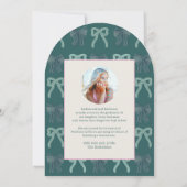 Green Cap & Pink Stripes Graduation Party Photo 招待状 (裏面)