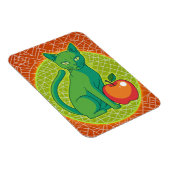 Green Cat with Apple – カラーポップ・アートの冷蔵庫用マグネット マグネット (右側)