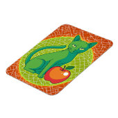 Green Cat with Apple – カラーポップ・アートの冷蔵庫用マグネット マグネット (左側)