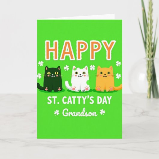 Green Cats Grandson Card カード (正面)