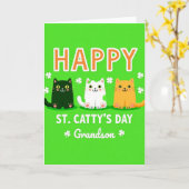 Green Cats Grandson Card カード (黄色い花)
