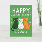 Green Cats Shamrocks Sister Card カード (正面)