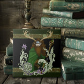 Green Celtic Antlers Man  タイル