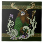 Green Celtic Antlers Man  タイル (正面)