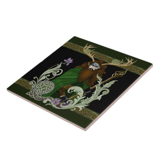 Green Celtic Antlers Man  タイル (側面)
