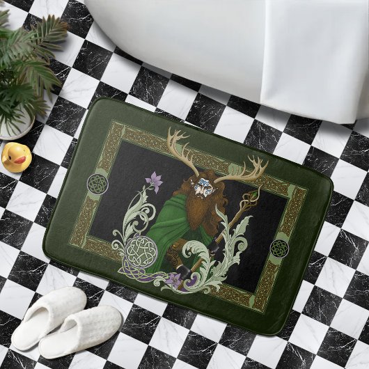 Green Celtic Antlers Man  バスマット