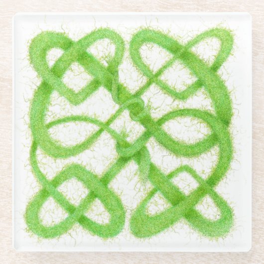 GREEN CELTIC KNOT グラス コースター (正面)