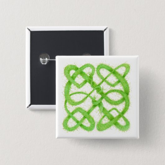 GREEN CELTIC KNOT スクエアピンバッジ 缶バッジ (正面&裏面)