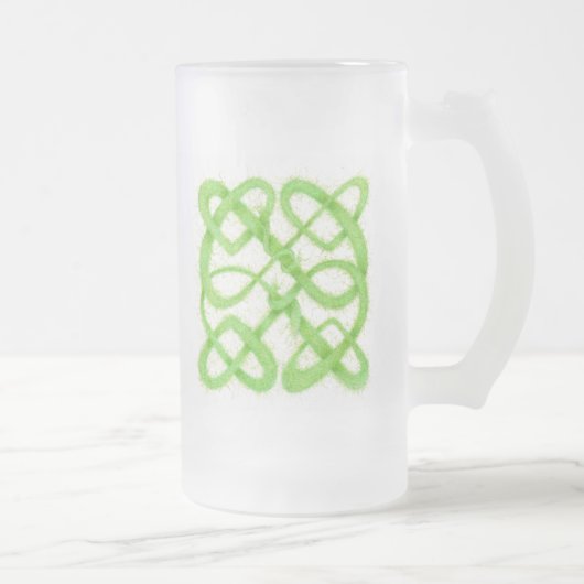 GREEN CELTIC KNOT 背の高いフロストガラス マグ (右)