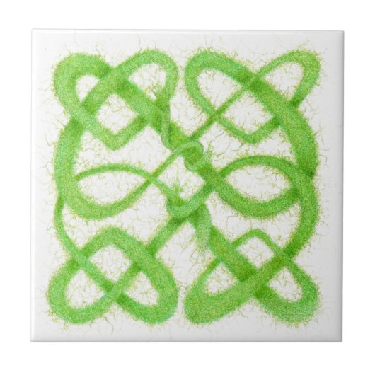 GREEN CELTIC KNOT 4.25" セラミックタイル (正面)
