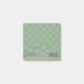 Green Check Pattern Rustic Mountains Monogram ポストイット (正面)