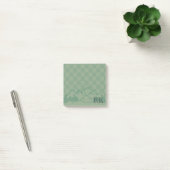 Green Check Pattern Rustic Mountains Monogram ポストイット (オフィス)