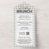 Green Checker Baby Brunch Invite with Book Card オールインワン招待状 (内側)