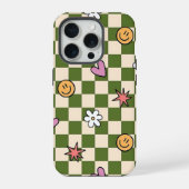 Green Checkerboard Aesthetic Phone Case iPhoneケース (裏面)