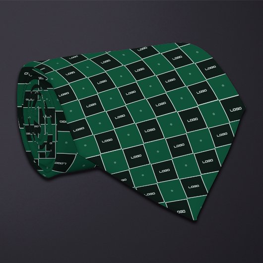 Green Checkerboard Logo Pattern ネクタイ