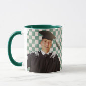 Green Checkered Custom Photo Men Graduation マグカップ (左)