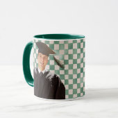 Green Checkered Custom Photo Men Graduation マグカップ (正面左)