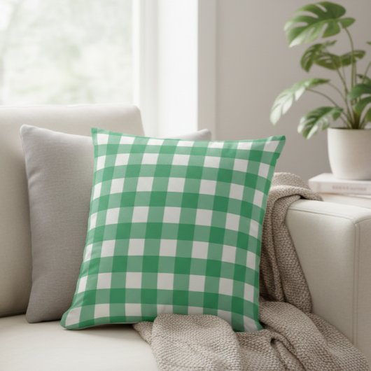 Green Checkered Decorative Pillow クッション