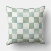 Green Checkered Decorative Throw Pillow  クッション (裏面)