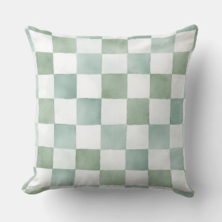 Green Checkered Decorative Throw Pillow  クッション