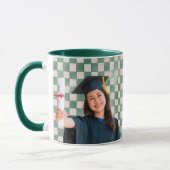 Green Checkered Personalized Portrait Graduation マグカップ (左)