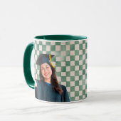 Green Checkered Personalized Portrait Graduation マグカップ (正面左)
