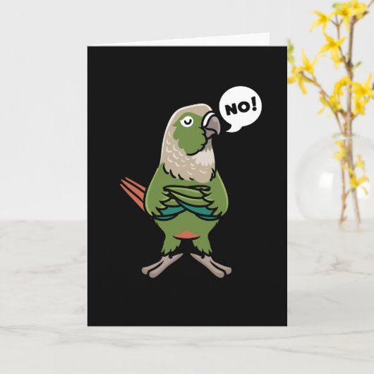 Green Cheek Conure Green-Cheeked Parakeet カード (黄色い花)