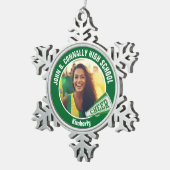 Green Cheerleader Photo High School スノーフレークピューターオーナメント (右)